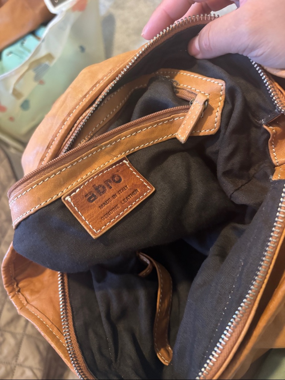 Tan Genuine Leather satchel purse